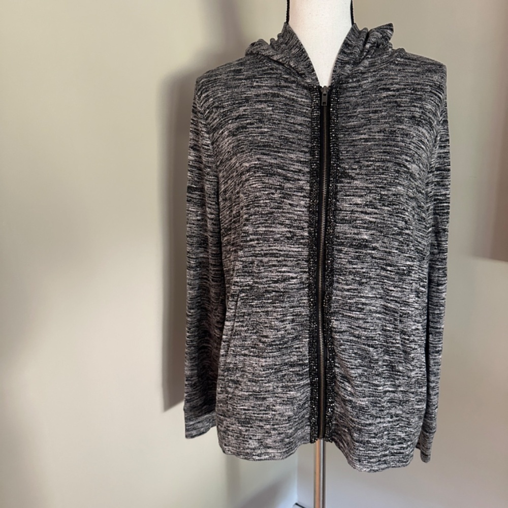*JUICY COUTURE* Heathered Gray Long Sleeve Zip-Up Hoodie Size Large